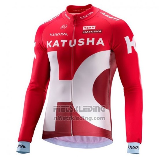 2016 Fietskleding Katusha Alpecin Wit en Rood Lange Mouwen en Koersbroek